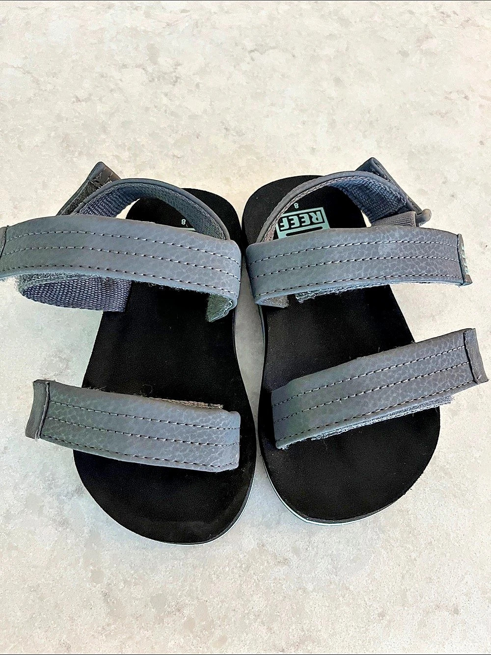REEF Water Vista Gray & Black Sandals US 8 toddler boy
